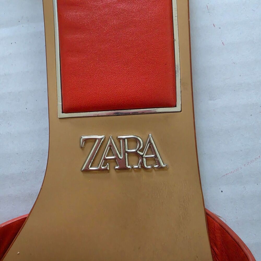ZARA Women’s Orange Slide Sandals Synthetic Straps Buckle Slip On EU 39 US 8.5 - Picture 4 of 8